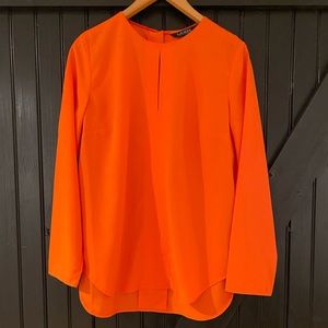 Ralph Lauren tangerine orange fall top blouse size M